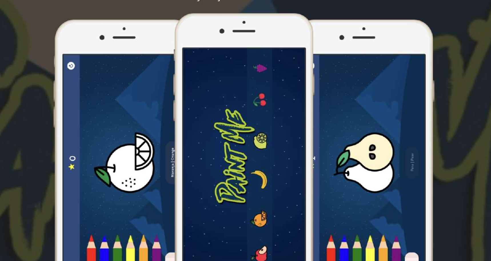 Paint me! Es un juego para pintar recomendado para niños mayores de 2 años. Pinta las frutas y avanza de nivel.